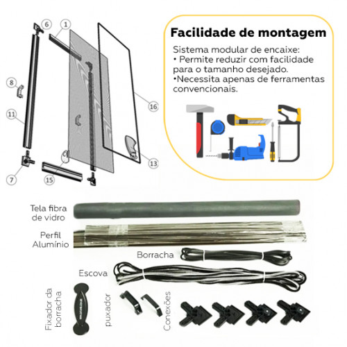 Mosquiteira Corredeira Cinza 1,00x1,20m