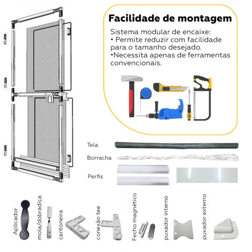 Mosquiteira Porta de Abrir Branca 0,80x2,10m