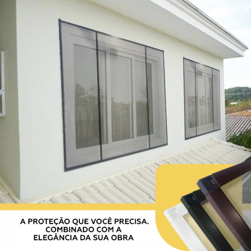 KIT MOSQUITEIRA REMOVÍVEL PARA GRANDES VÃOS BRONZE 1,20X2,00M