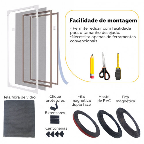 TELA MOSQUITEIRA MAGNÉTICA PRETA PARA JANELA 1,25 X 1,55m
