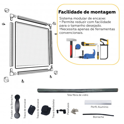 Mosquiteira Removível Preta 0,80x0,80m