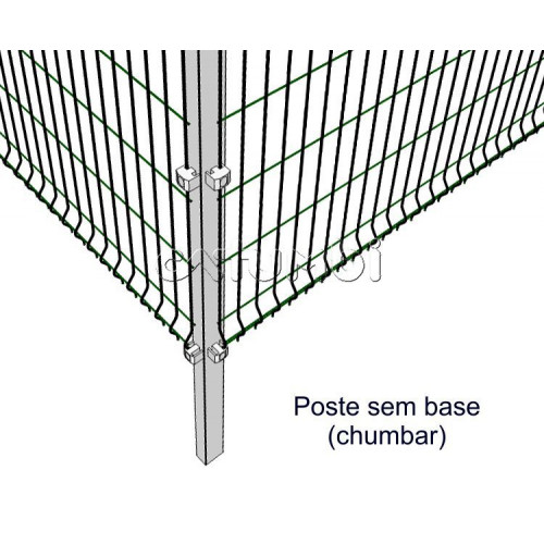 Poste Canto Gradil Verde Com Base (Parafusar) ou Sem Base (Chumbar) 2,43m