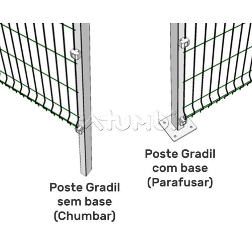 Poste Gradil Branco Com Base (Parafusar) ou Sem Base (Chumbar) 2,03m